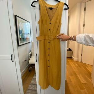 Fall dress. Mustard yellow with faux leather belt.